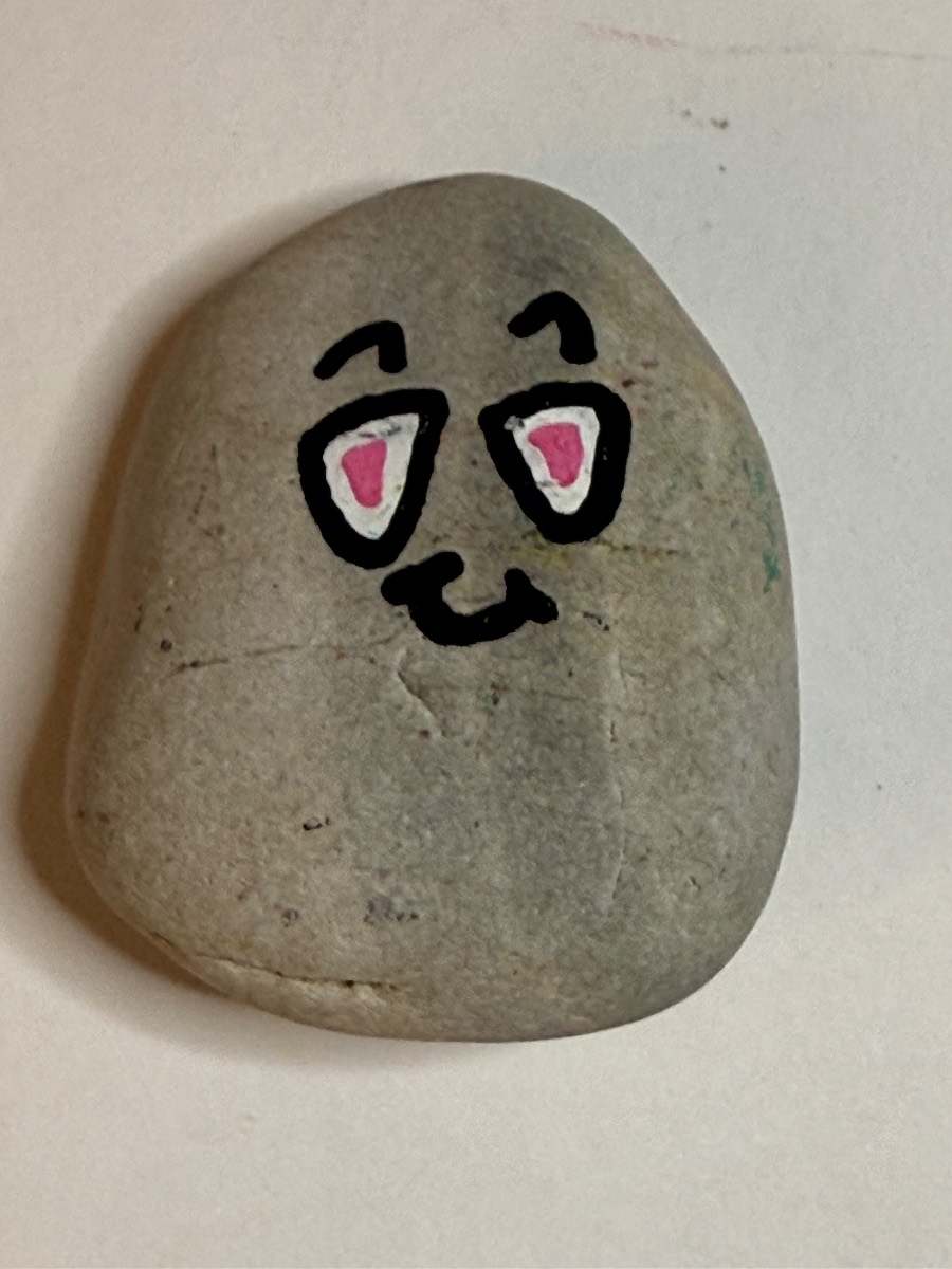 Hand-Painted Talismeme Face Rock — Cute Kawaii Expression Art Stone