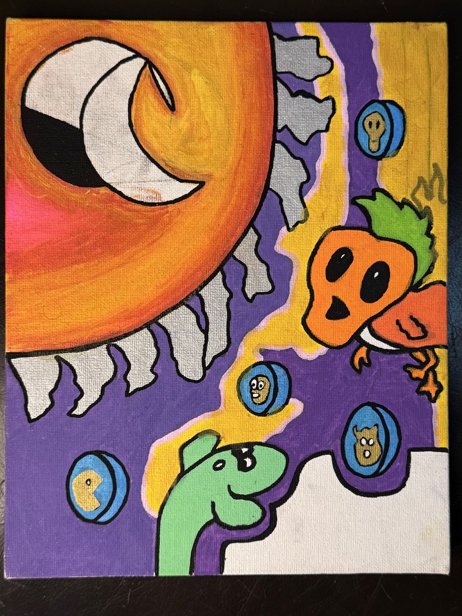 Unfinished  Acrylic Painting on Canvas (paint it yourself)  — Colorful Pop Art Fantasy Characters