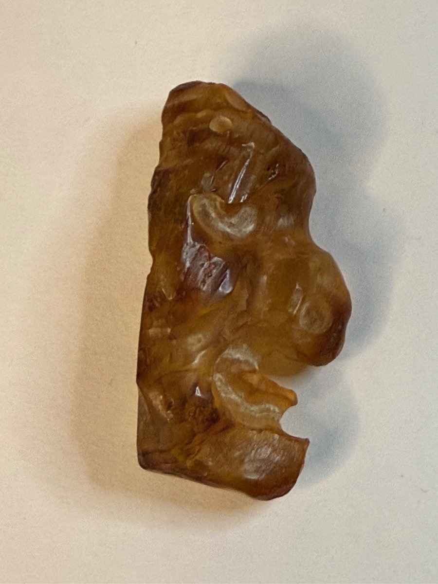 Hand-Carved Amber Stone Figurine — Chinese Style Animal Sculpture