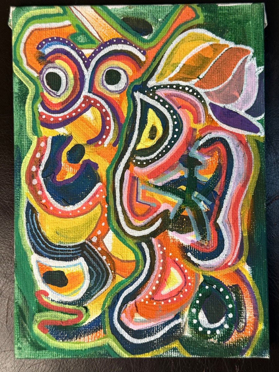 Original Abstract Acrylic Painting on Canvas — Vibrant Swirling Psychedelic Art