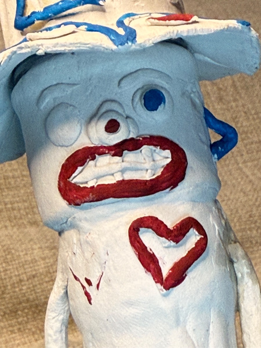 Handmade Clay Magician Sculpture — Whimsical Art Figure with Hat