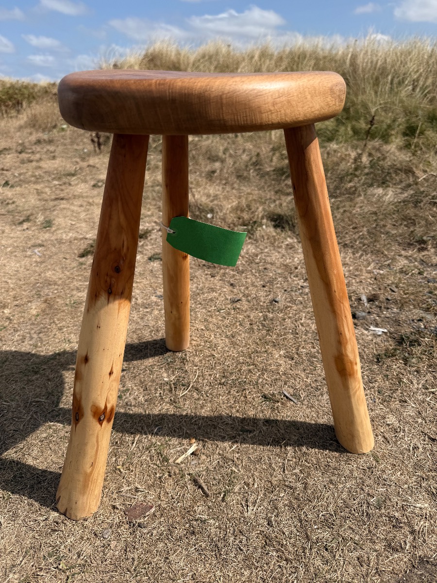 Handmade Elm and Yew Stool