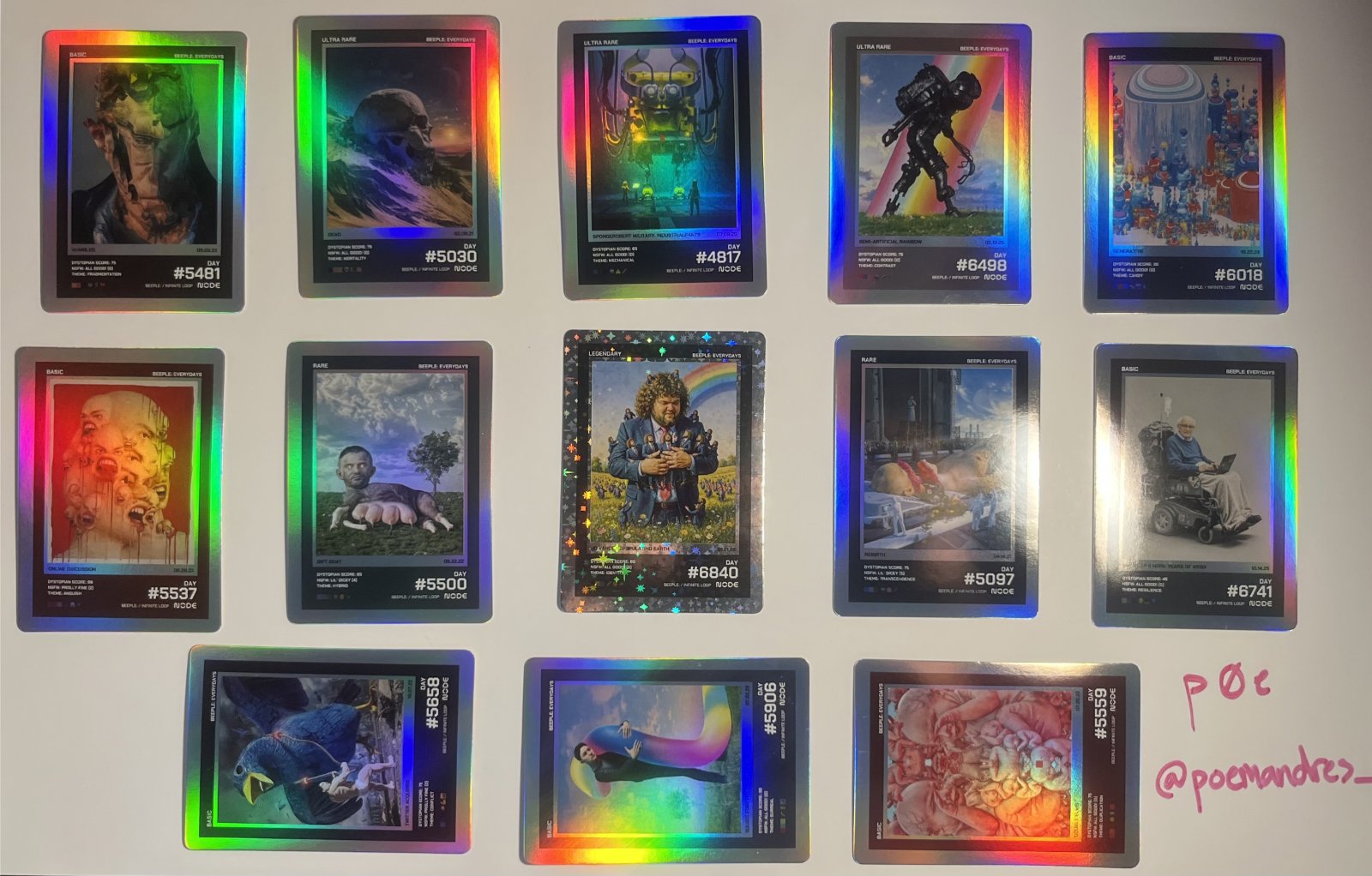 Beeple X Node Everydays Trading Card Set of 13 Cards Basic, Rare, UR, Legendary