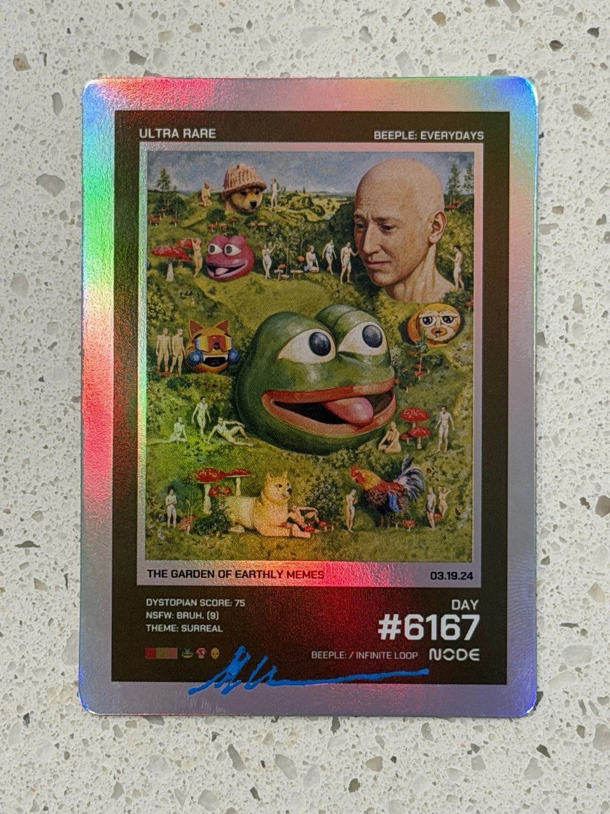 Beeple Everydays Trading Card SIGNED Ultra Rare #6167 GARDEN OF EARTHLY MEMES