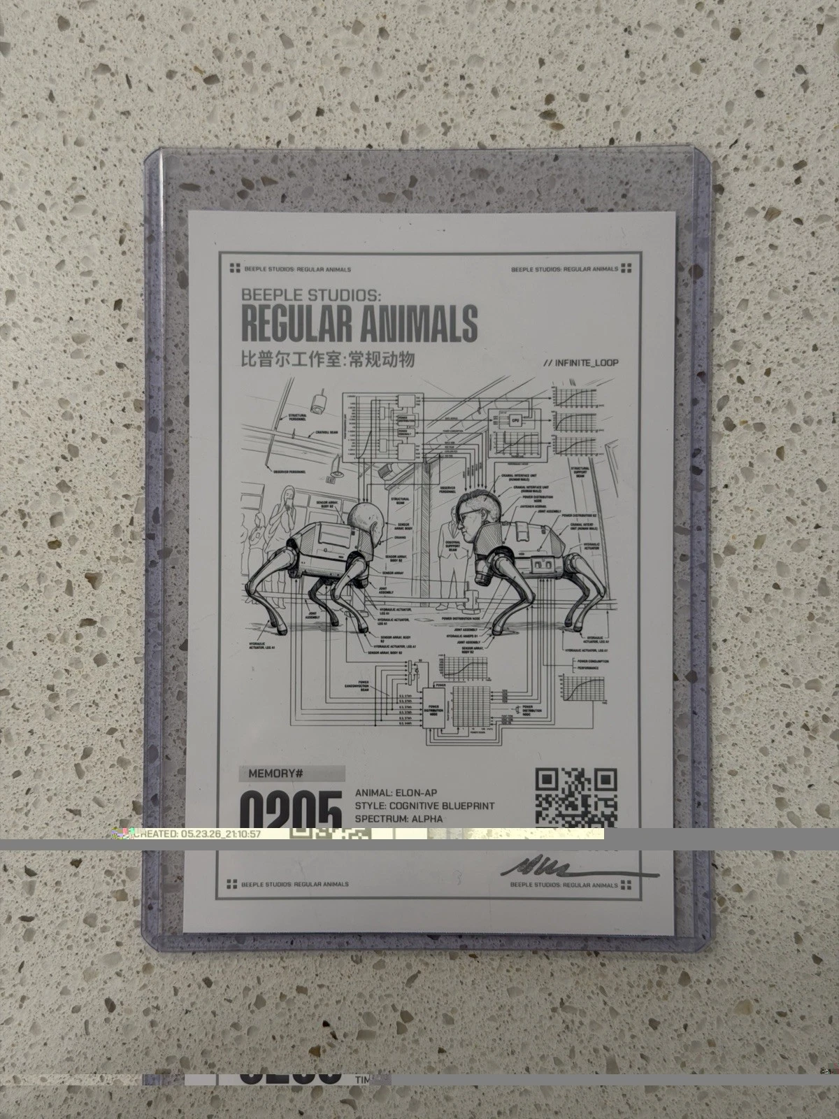 SIGNED Beeple Regular Animals Print Infinite Loop 1/1 2026 #0205 Card ELON- AP
