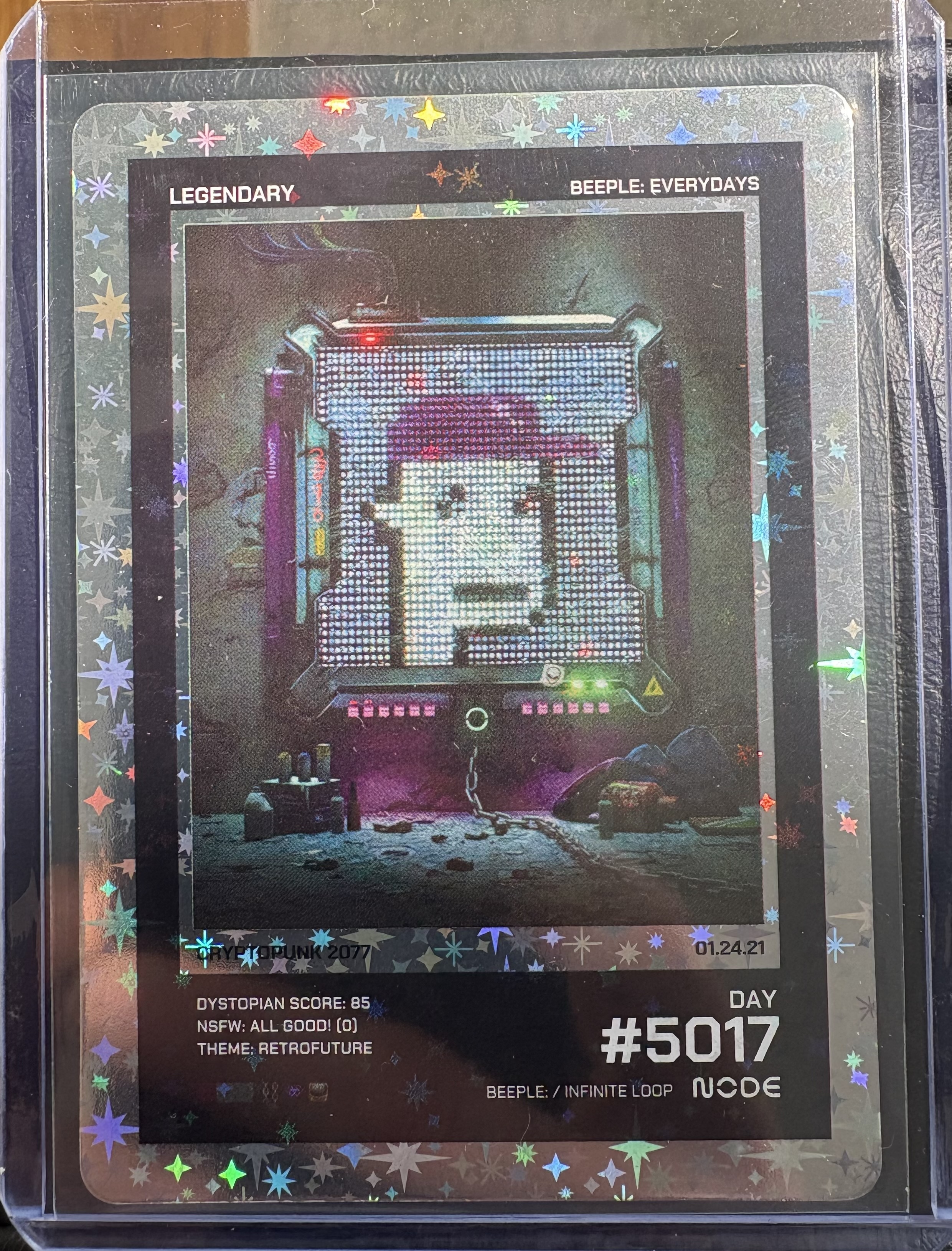Beeple Everydays Node Trading Cards Lot of 5 — 3 Legendary, 1 Ultra Rare, 1 Rare